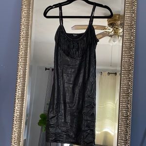 Black fringe top mini dress by Express size small